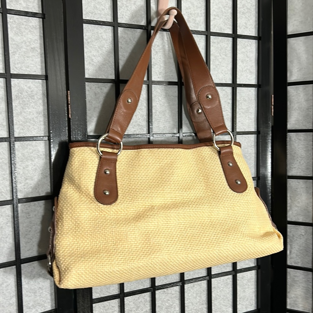 Vintage Bag, Straw Look with Brown Trim, TSC, Vegan, NWOT